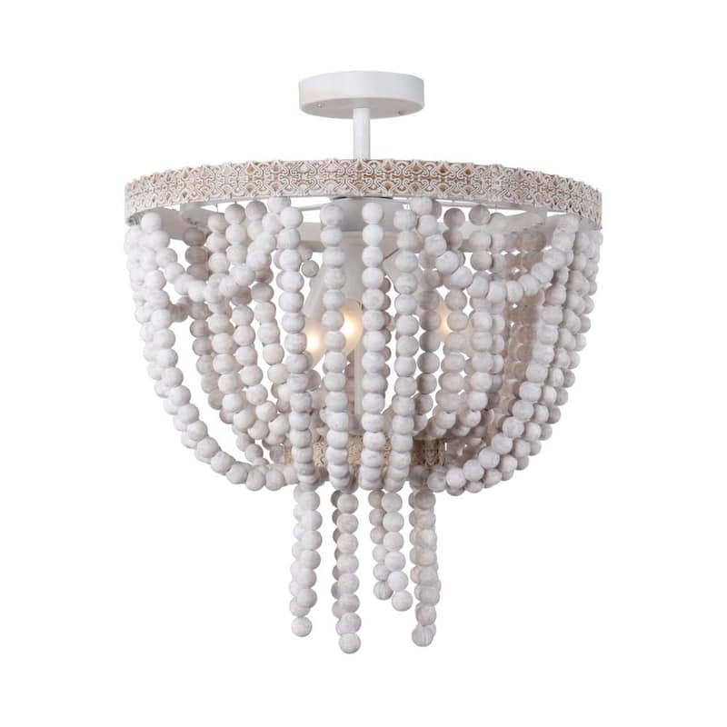 3-Light White Vintage Chandelier