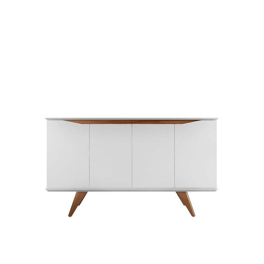 Tudor 53.15 in. White and Maple Cream 4-Shelf Sideboard