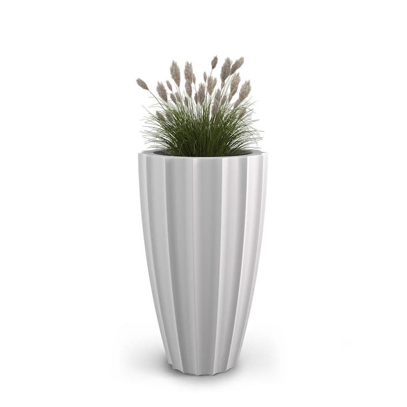 Sedona 28 in. Tall Self-Watering White Polyethylene Planter