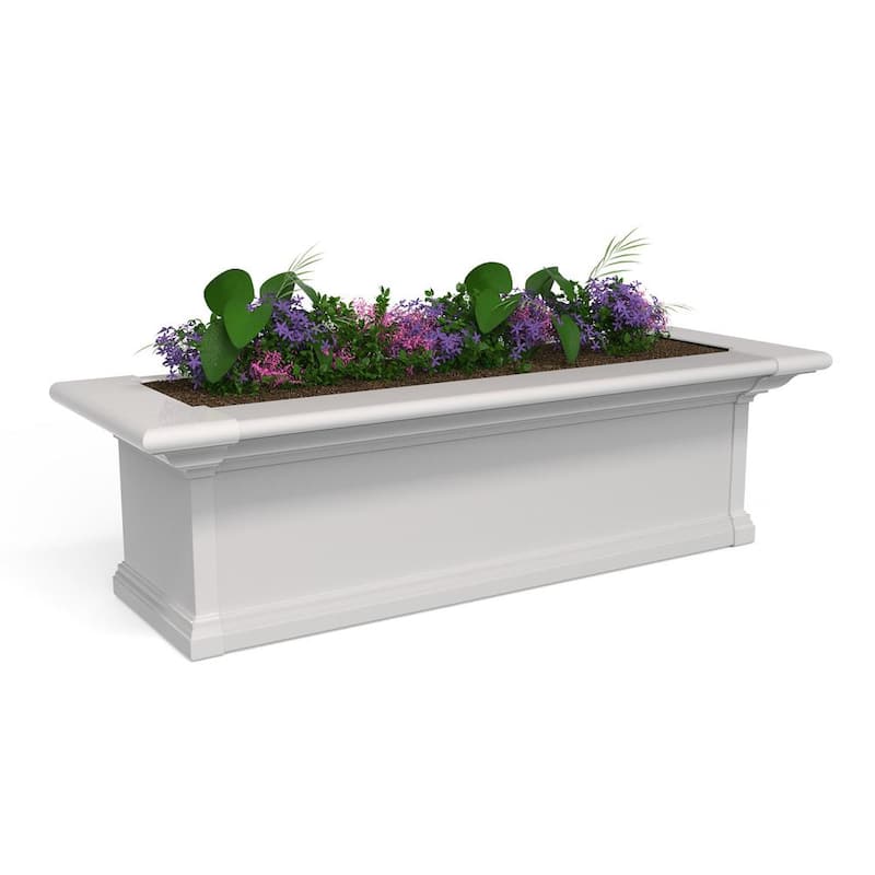 Yorkshire 36 in. x 12 in. Self Watering White Vinyl Window Box