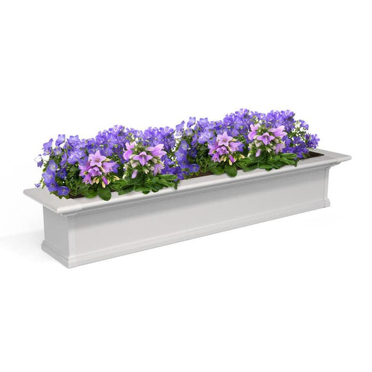 Yorkshire 60 in. x 12 in. Self Watering White Vinyl Window Box