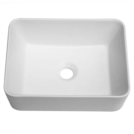 Oberlin Bathroom Ceramic Rectangular Vessel Sink Art Basin in White