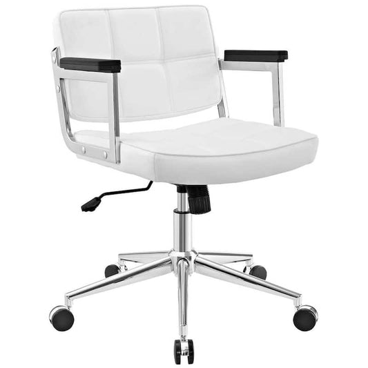 Portray White Mid Back Upholstered Vinyl Office Chair