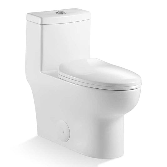 12 in. Rough-In 1-piece 1.1/1.6 GPF Dual Flush Elongated Toilet in White, Seat Included